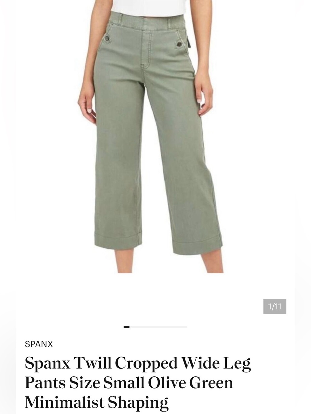 SPANX Olive Green Cropped Wide-Leg Pants